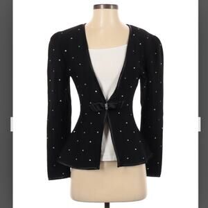 EL-Ana rhinestone black bow tie formal cardigan blazer jacket, small